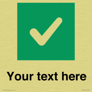 Custom plain background, green square with tick sign